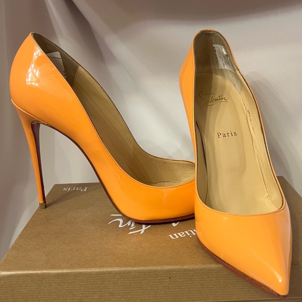 SOLD Christian Louboutin Pigalle Follies Patent Leather 100 mm Sunset